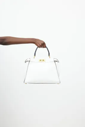 White & Navy Peekaboo Medium Crossbody Bag