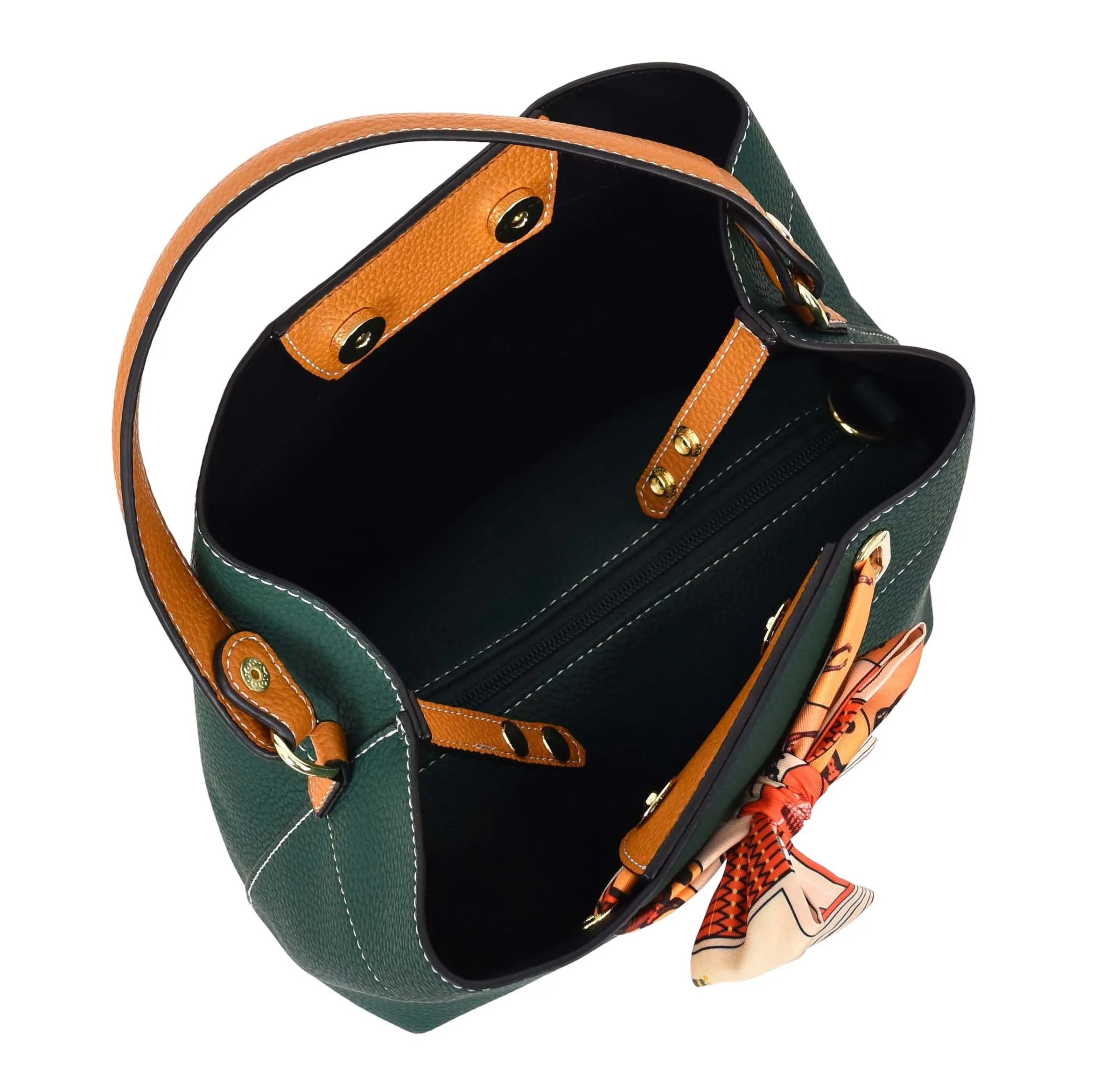 Women PU Leather Handbag Removable Pouch Fashion Crossbody Bag A862 Green