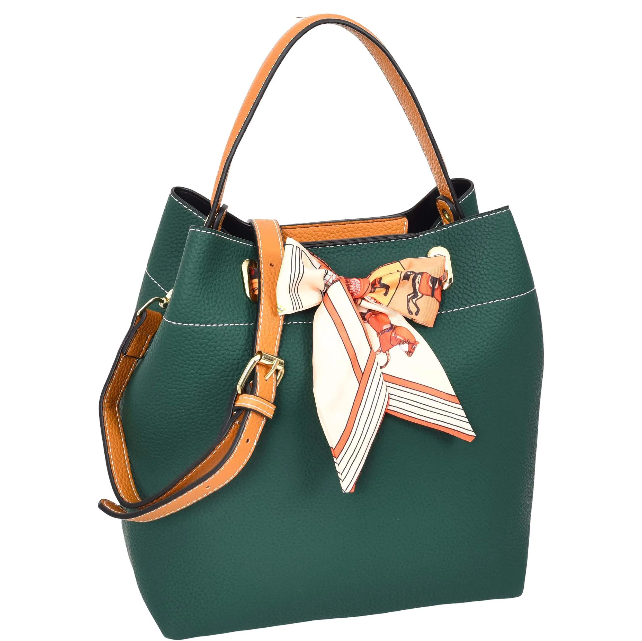 Women PU Leather Handbag Removable Pouch Fashion Crossbody Bag A862 Green