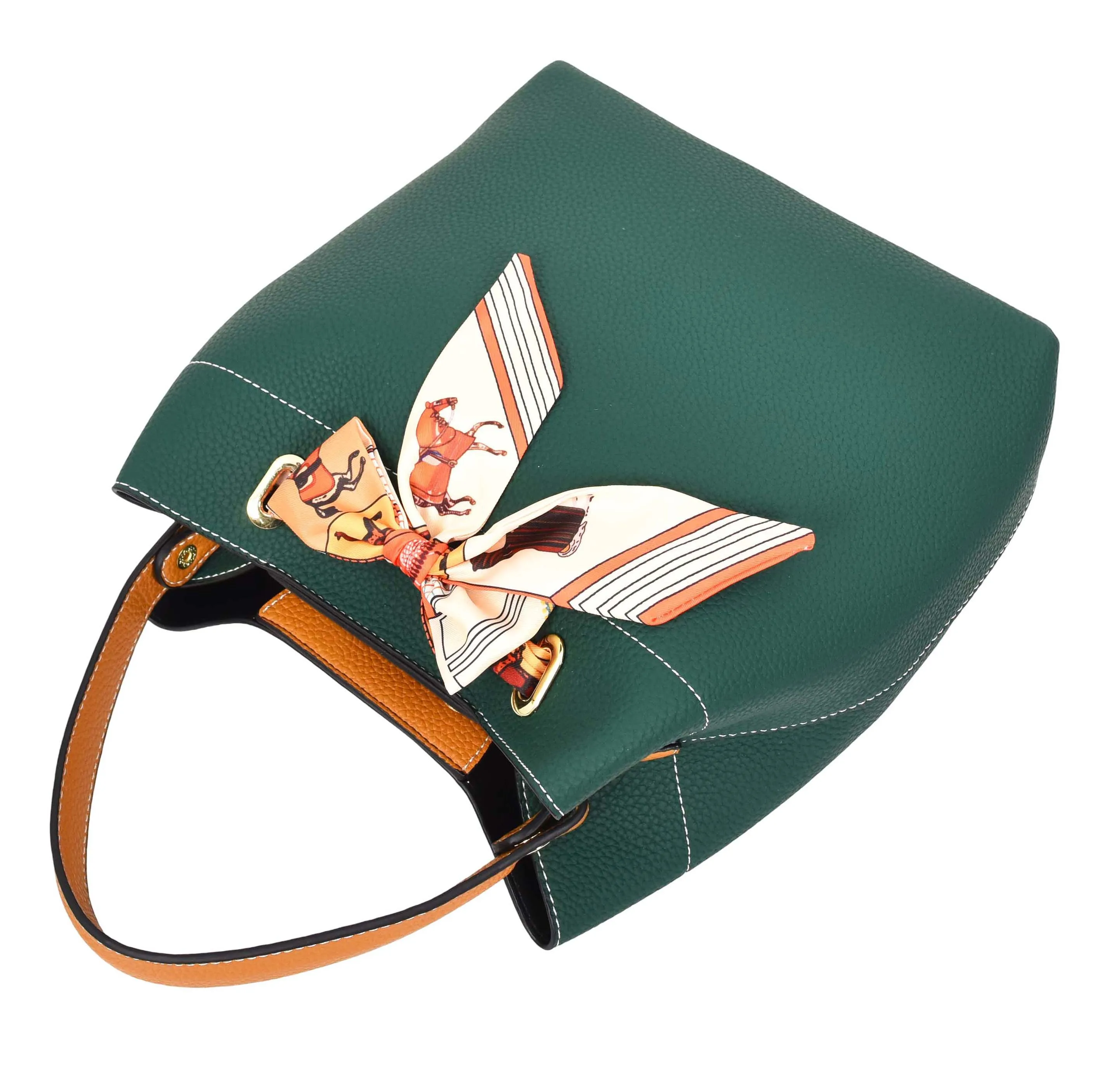 Women PU Leather Handbag Removable Pouch Fashion Crossbody Bag A862 Green