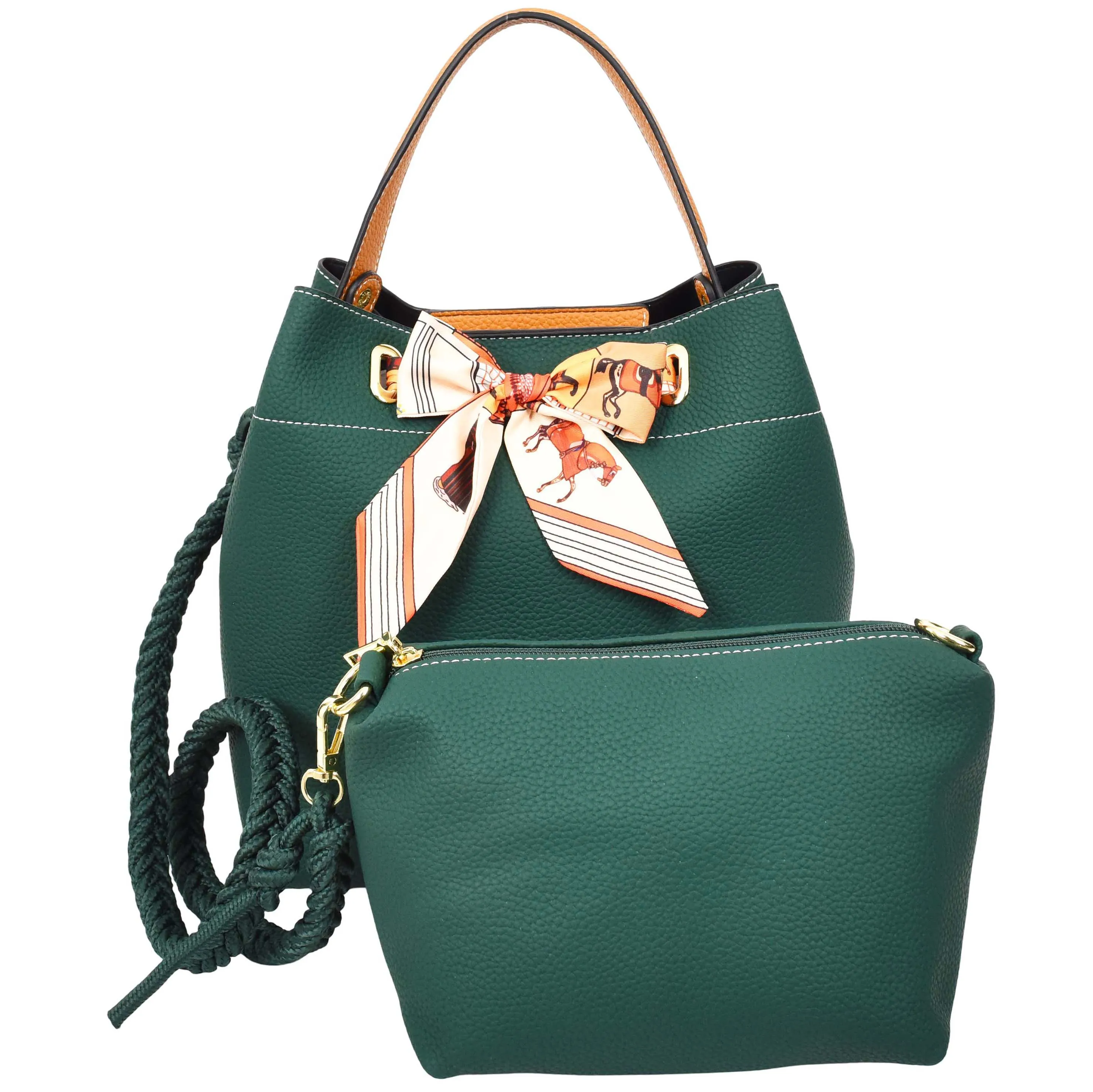 Women PU Leather Handbag Removable Pouch Fashion Crossbody Bag A862 Green