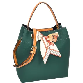 Women PU Leather Handbag Removable Pouch Fashion Crossbody Bag A862 Green