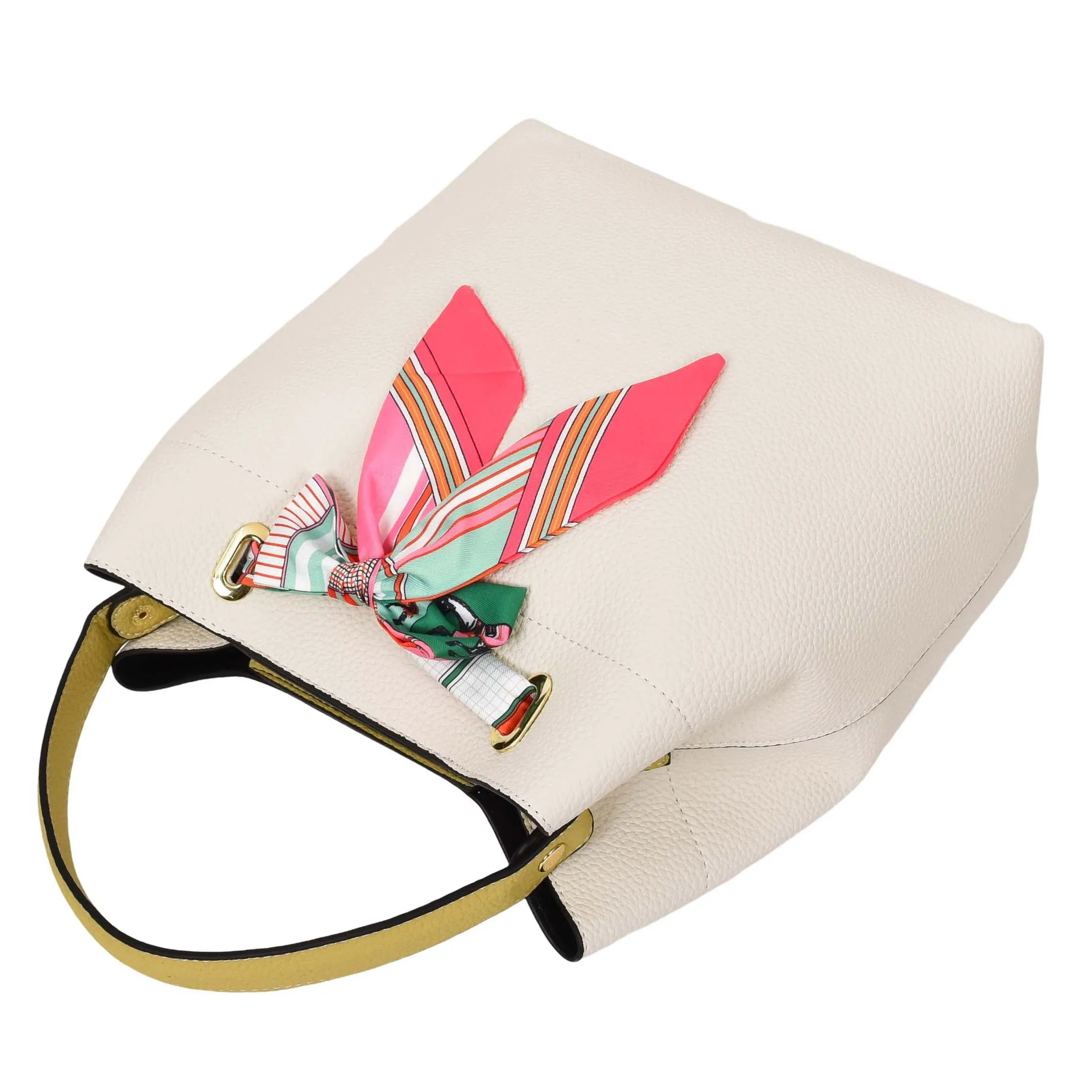 Women PU Leather Handbag Removable Pouch Fashion Crossbody Bag A862 Off White