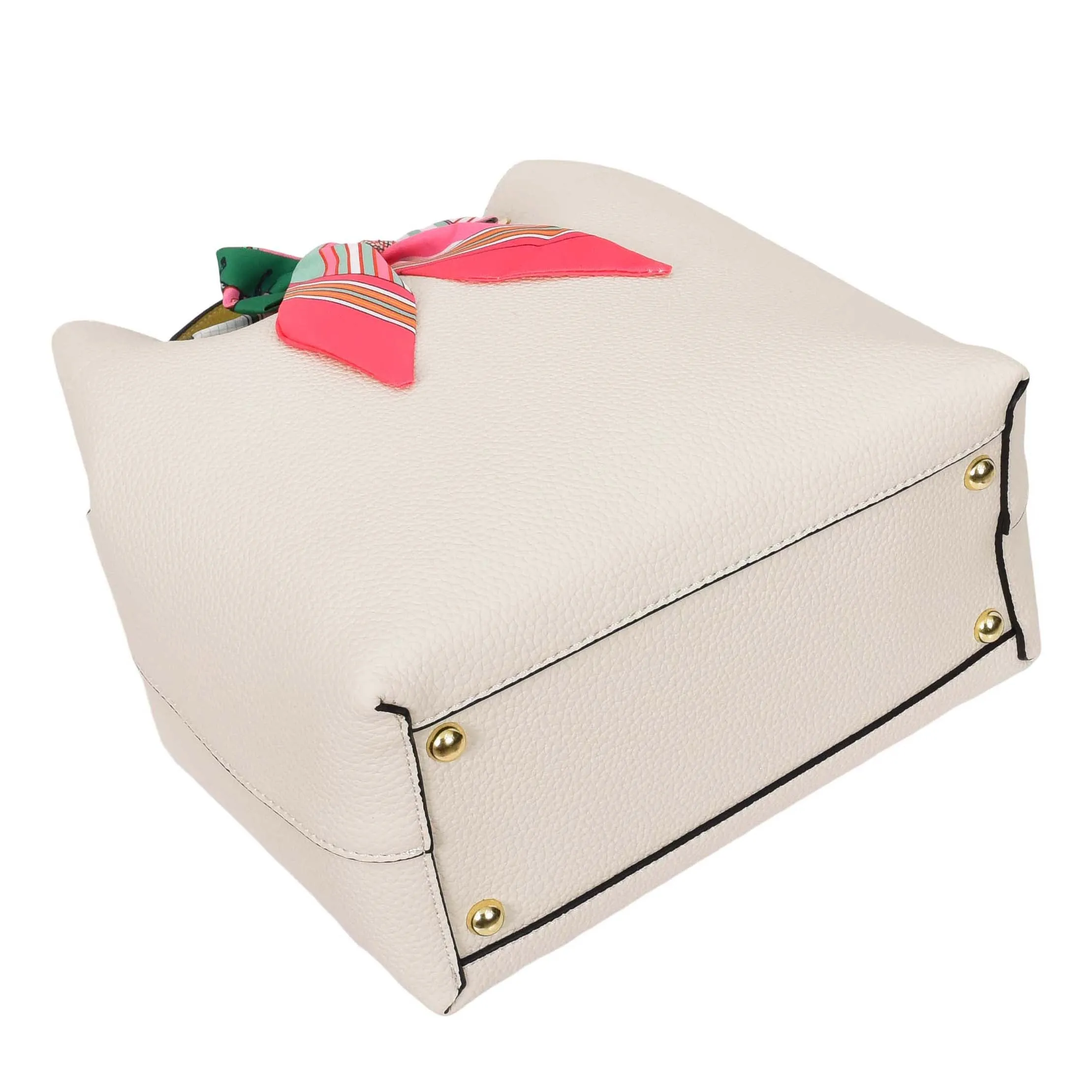 Women PU Leather Handbag Removable Pouch Fashion Crossbody Bag A862 Off White