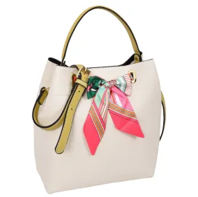 Women PU Leather Handbag Removable Pouch Fashion Crossbody Bag A862 Off White