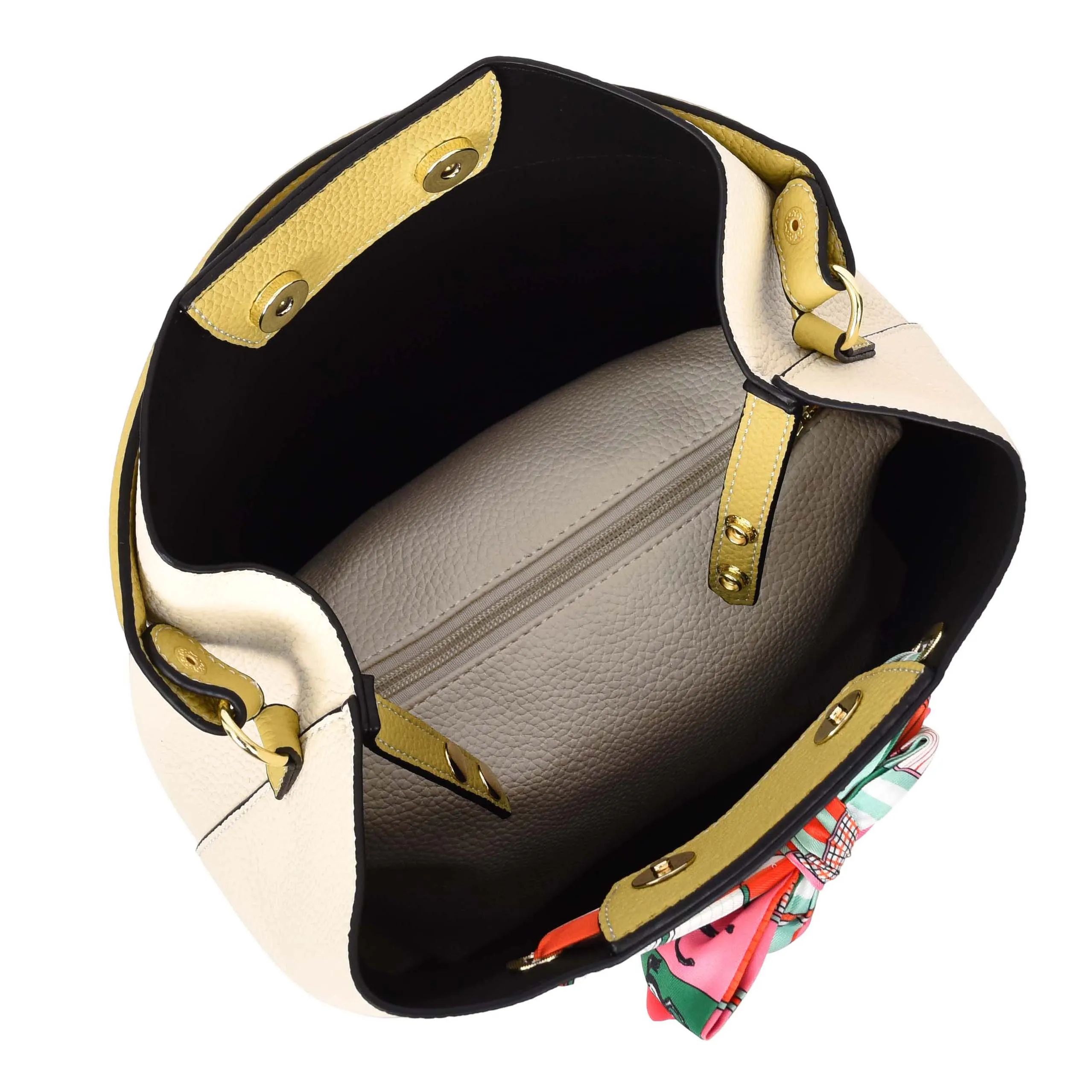 Women PU Leather Handbag Removable Pouch Fashion Crossbody Bag A862 Off White