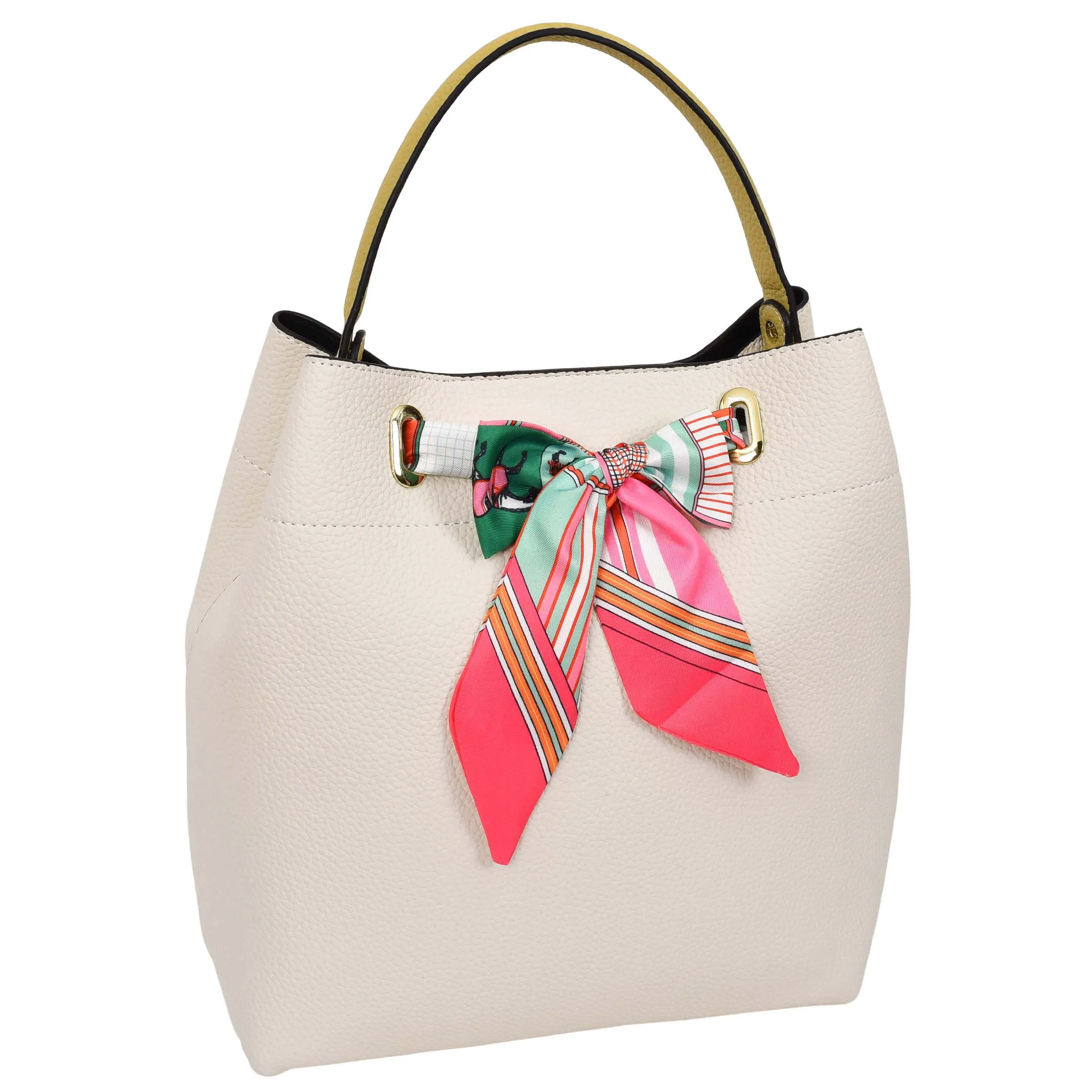 Women PU Leather Handbag Removable Pouch Fashion Crossbody Bag A862 Off White