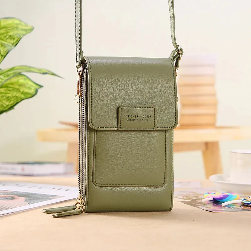 Women Soft Faux Leather Crossbody Wallet Touch Screen Cell Phone Pocket