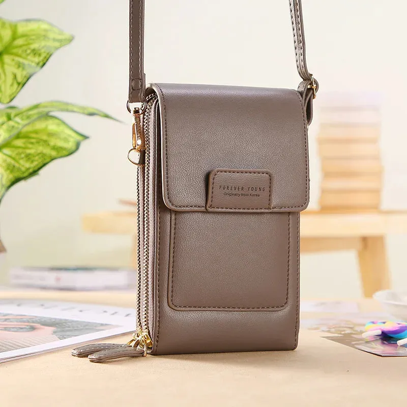 Women Soft Faux Leather Crossbody Wallet Touch Screen Cell Phone Pocket