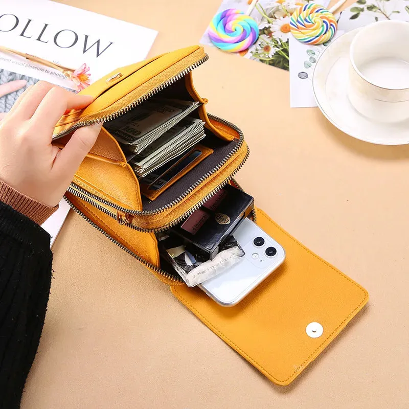 Women Soft Faux Leather Crossbody Wallet Touch Screen Cell Phone Pocket