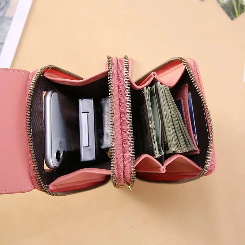 Women Soft Faux Leather Crossbody Wallet Touch Screen Cell Phone Pocket