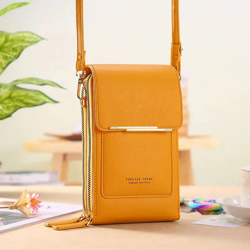 Women Soft Faux Leather Crossbody Wallet Touch Screen Cell Phone Pocket