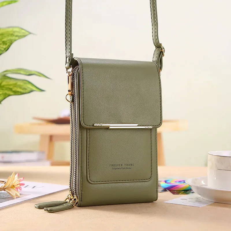 Women Soft Faux Leather Crossbody Wallet Touch Screen Cell Phone Pocket