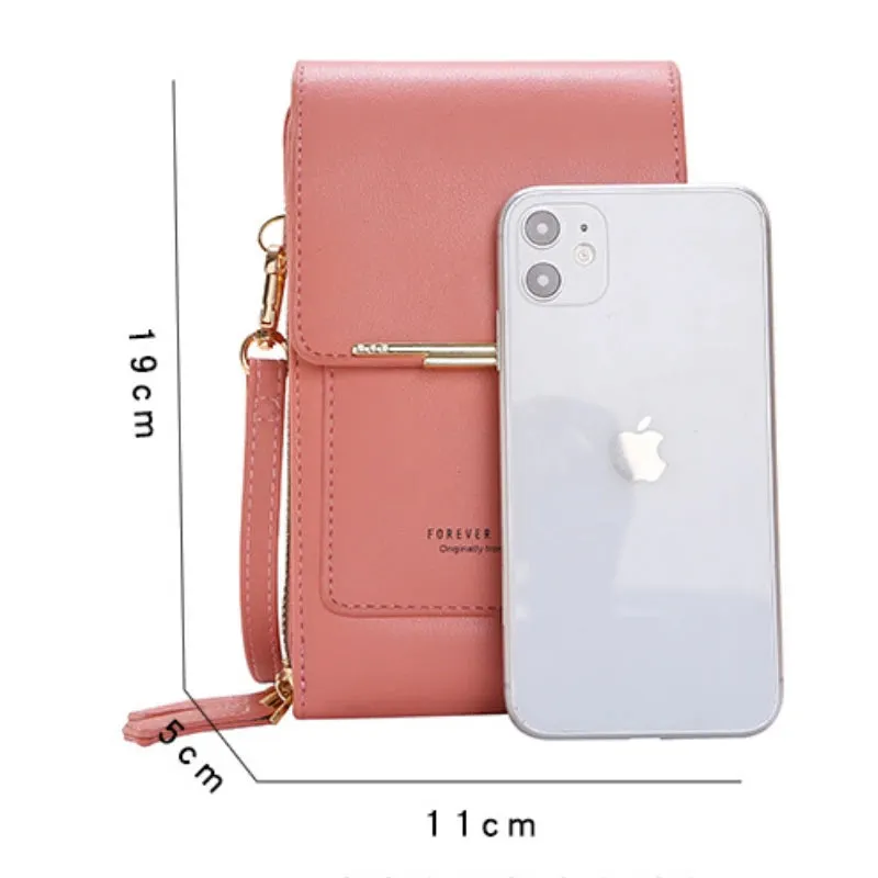 Women Soft Faux Leather Crossbody Wallet Touch Screen Cell Phone Pocket