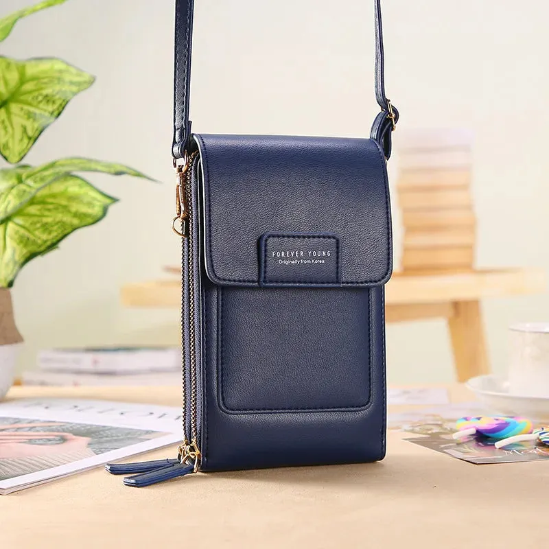 Women Soft Faux Leather Crossbody Wallet Touch Screen Cell Phone Pocket