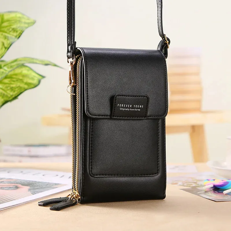 Women Soft Faux Leather Crossbody Wallet Touch Screen Cell Phone Pocket