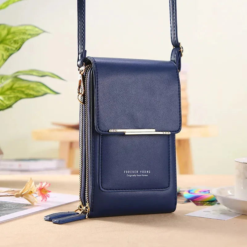 Women Soft Faux Leather Crossbody Wallet Touch Screen Cell Phone Pocket