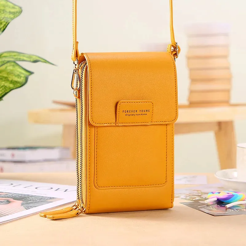 Women Soft Faux Leather Crossbody Wallet Touch Screen Cell Phone Pocket