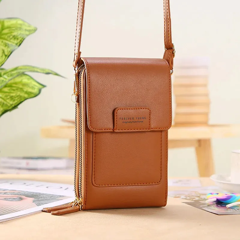Women Soft Faux Leather Crossbody Wallet Touch Screen Cell Phone Pocket