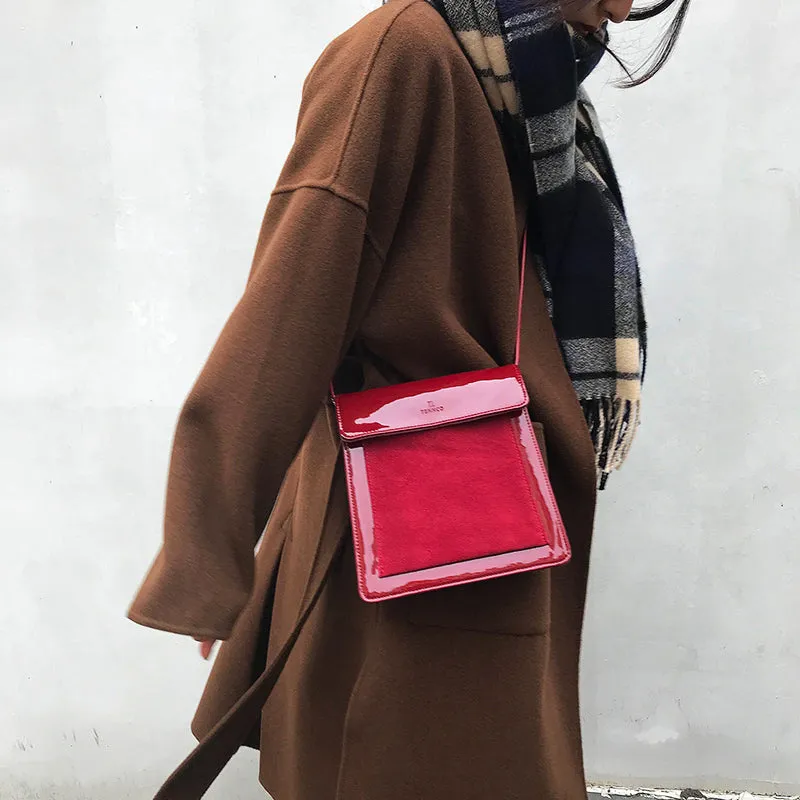 Womens Red Leather Satchel Bag Cute Leather Crossbody Bags for Women