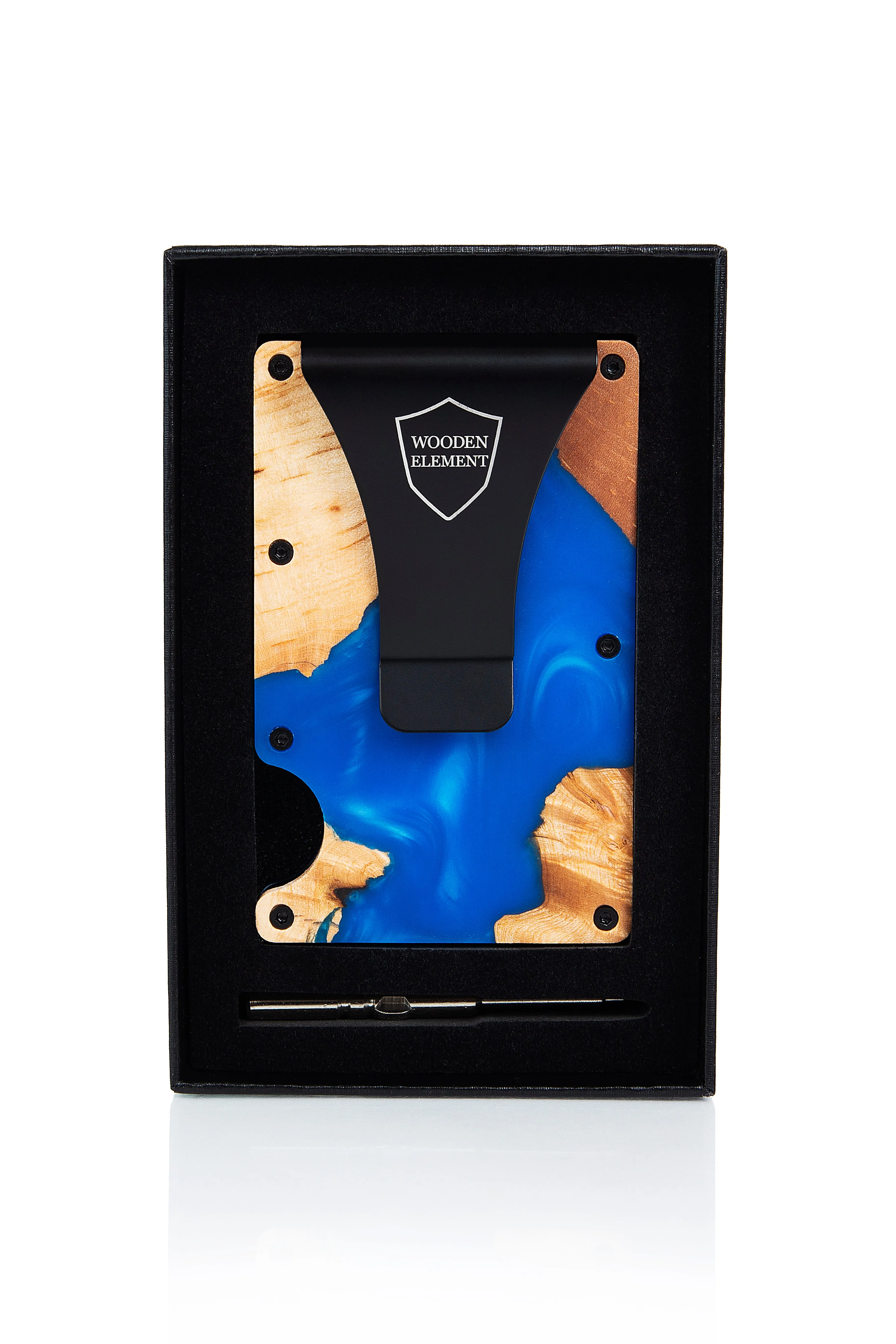 Wood and Resin Smart Wallet (Blue)