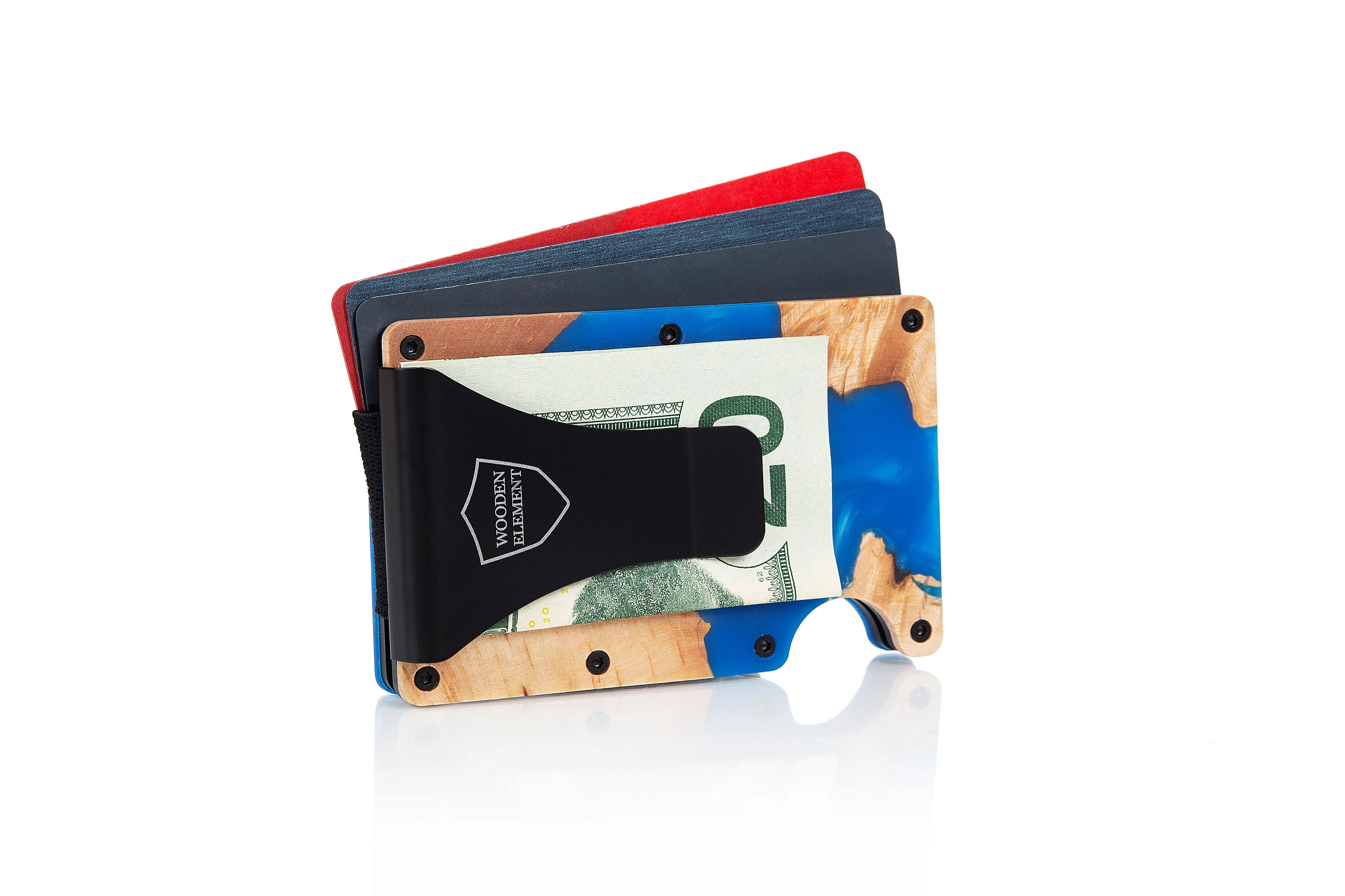 Wood and Resin Smart Wallet (Blue)