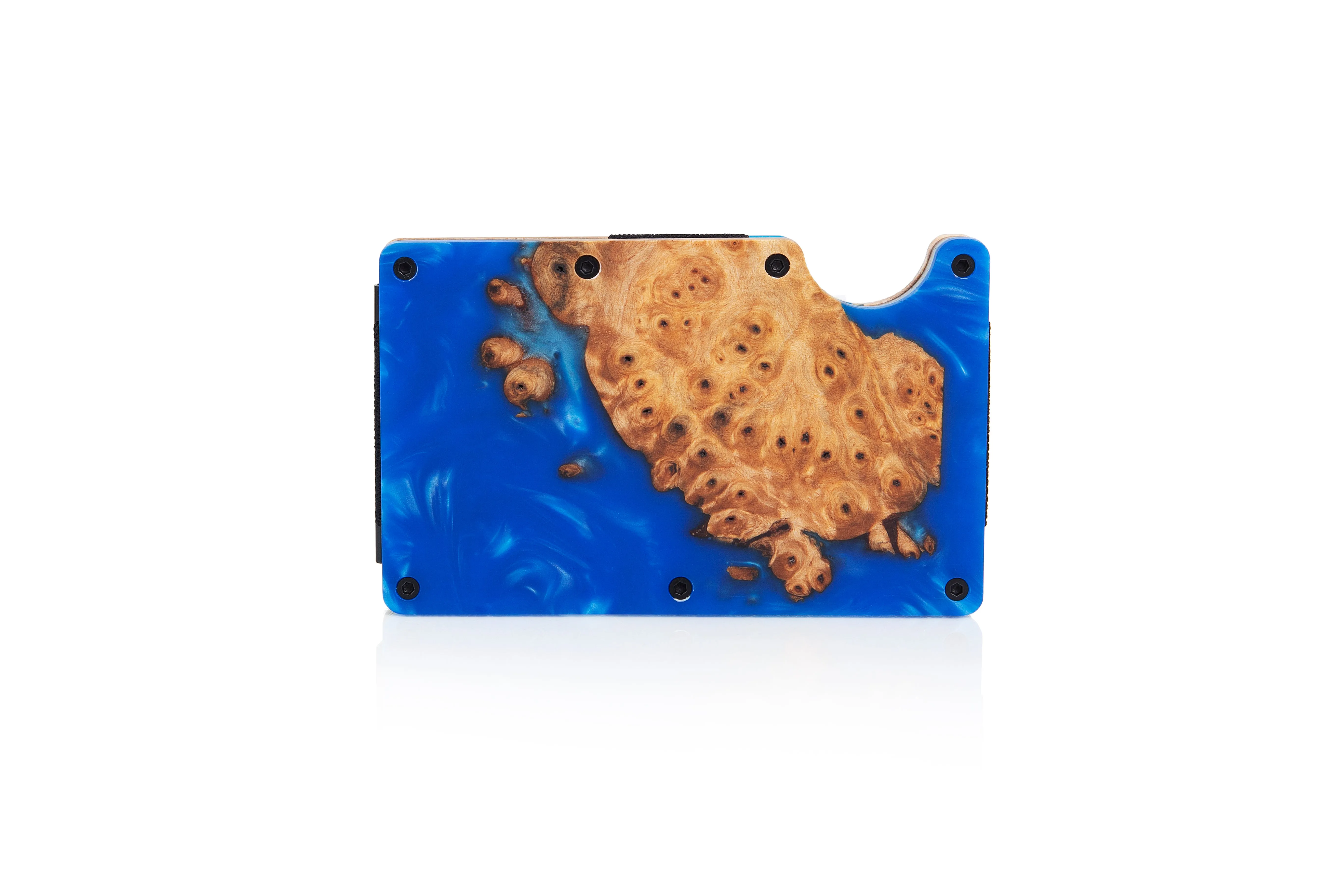Wood and Resin Smart Wallet (Blue)