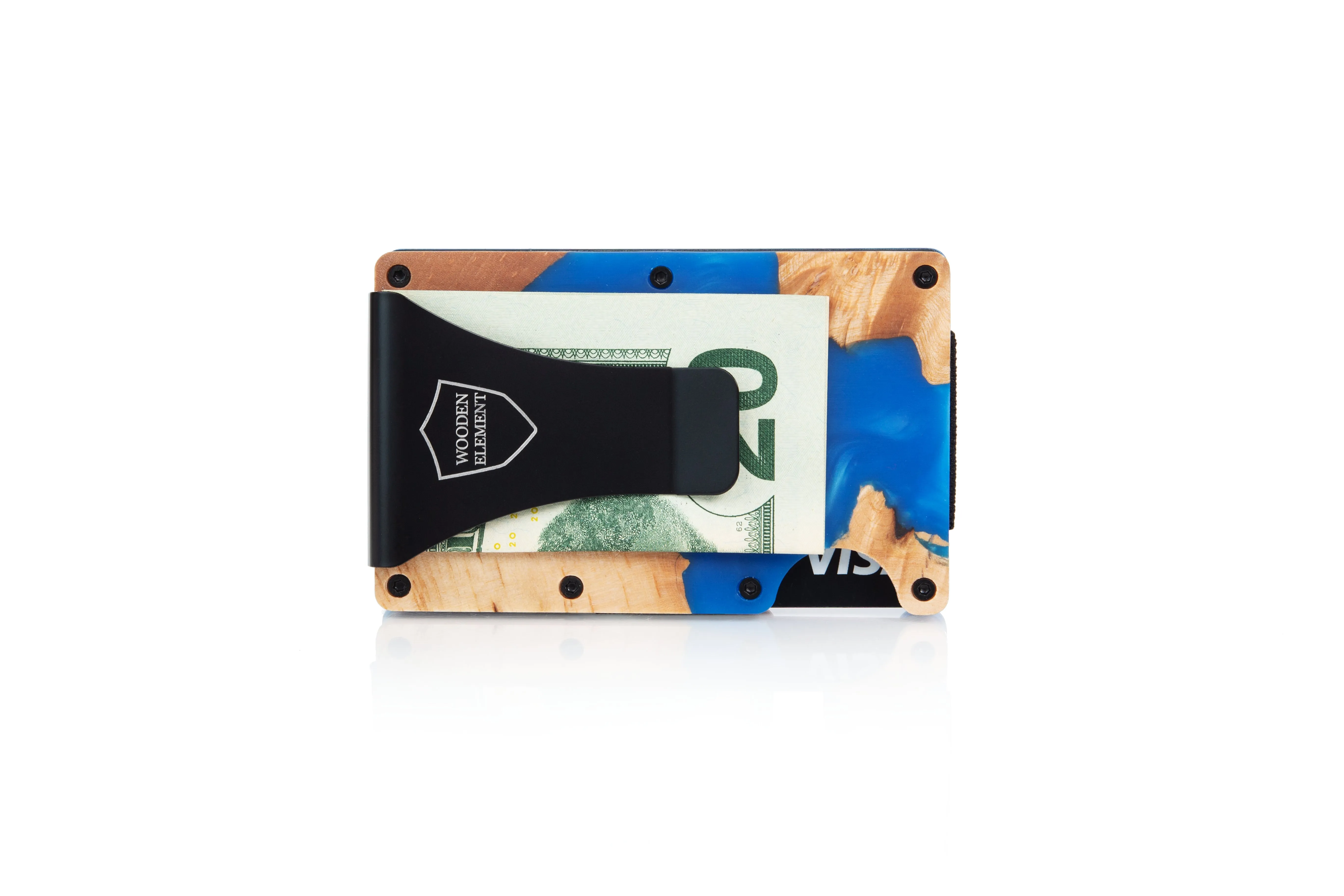 Wood and Resin Smart Wallet (Blue)