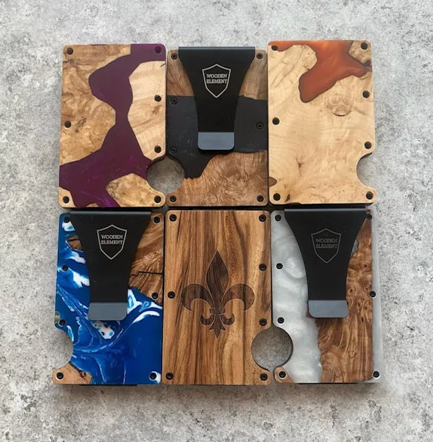 Wood and Resin Smart Wallet (Blue)