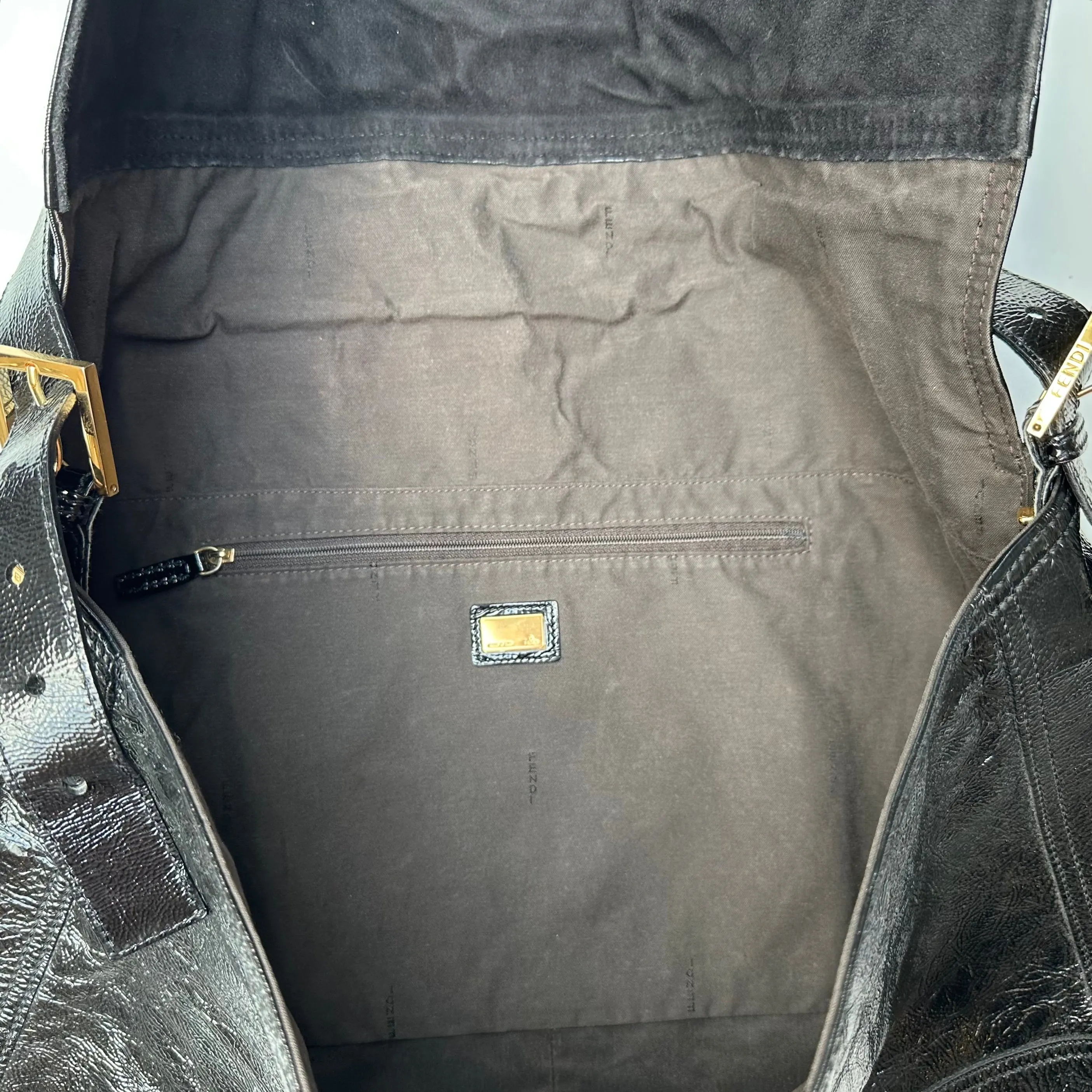 XL Black Patent Baguette Bag