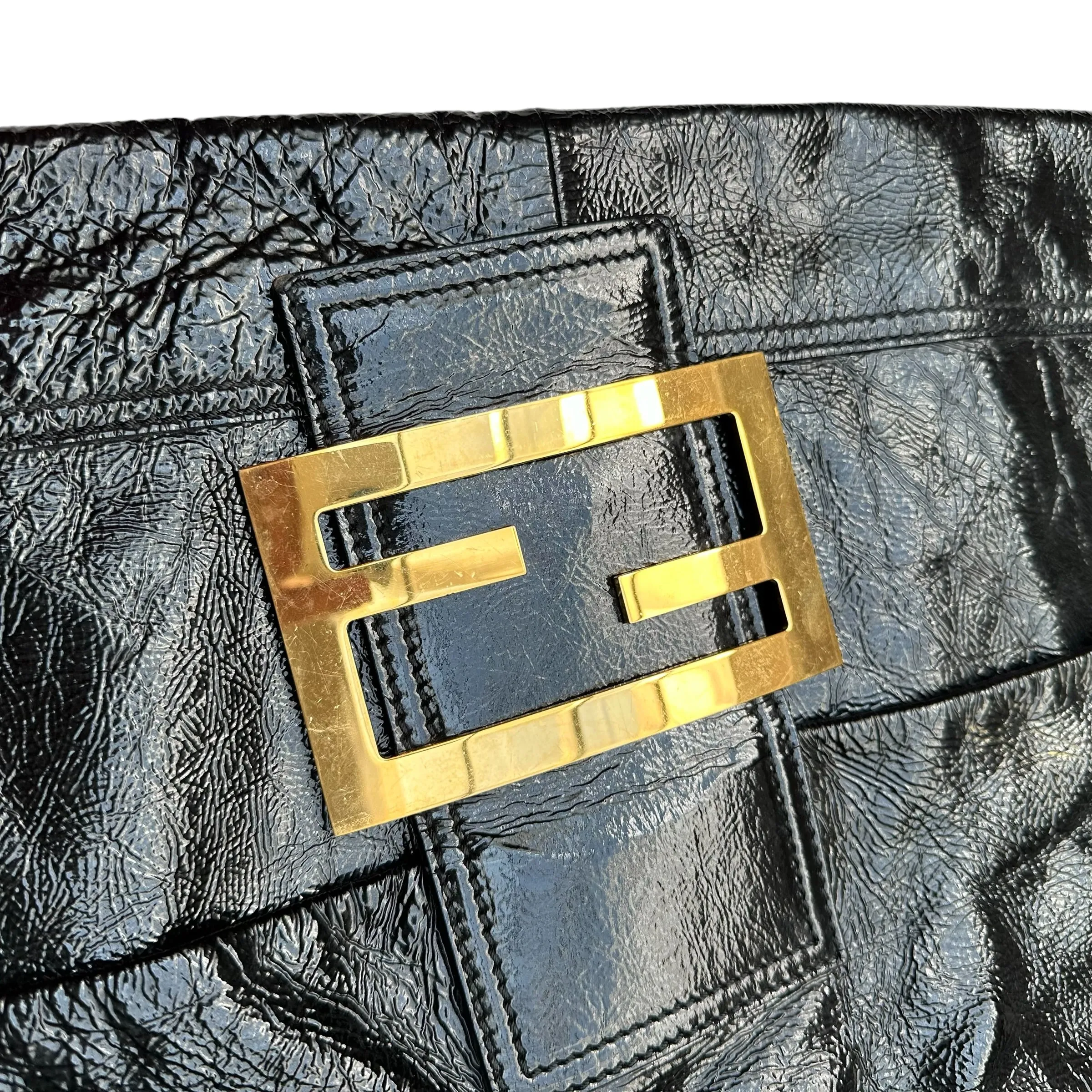 XL Black Patent Baguette Bag