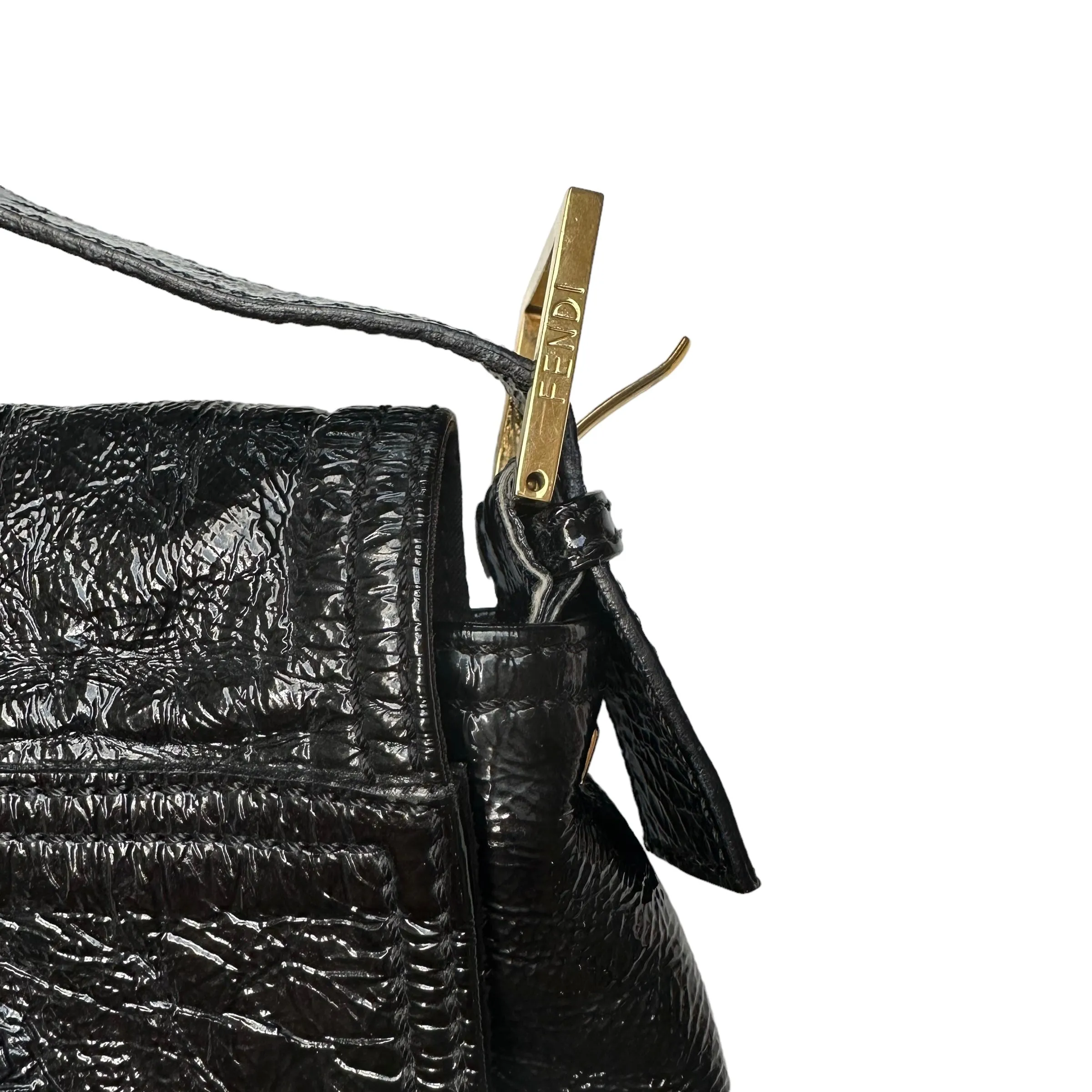 XL Black Patent Baguette Bag