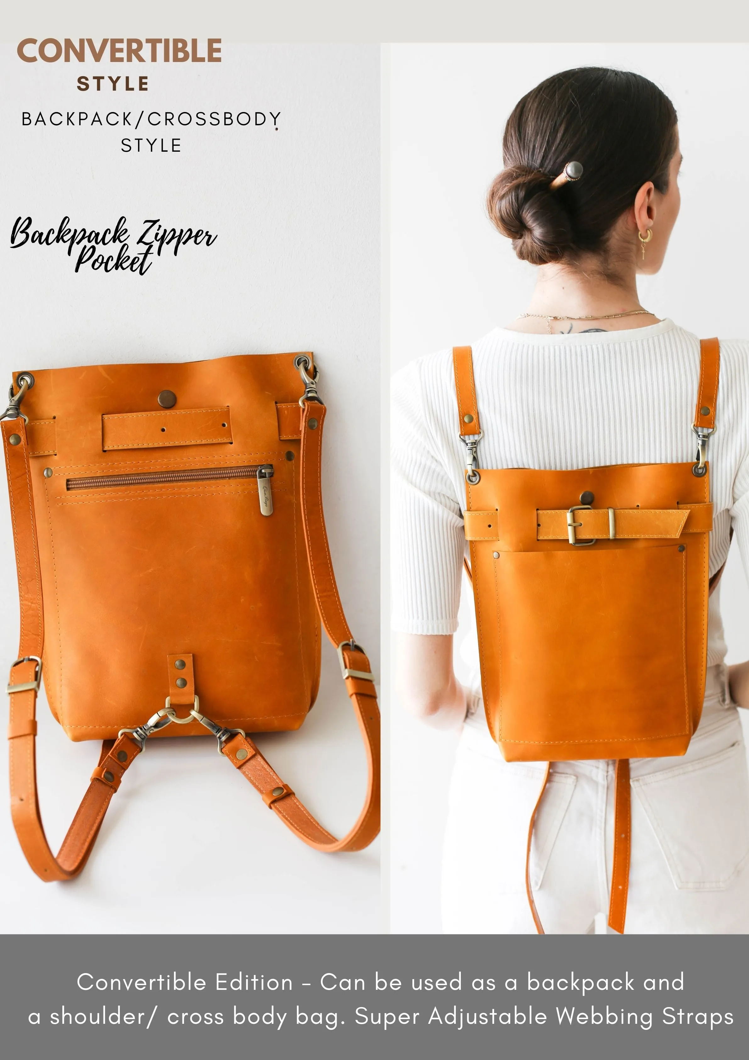 Yellow Leather Bag w/Front Pocket